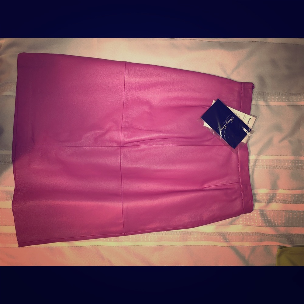 Terry Lewis Pink Leather Mini Skirt in 10P